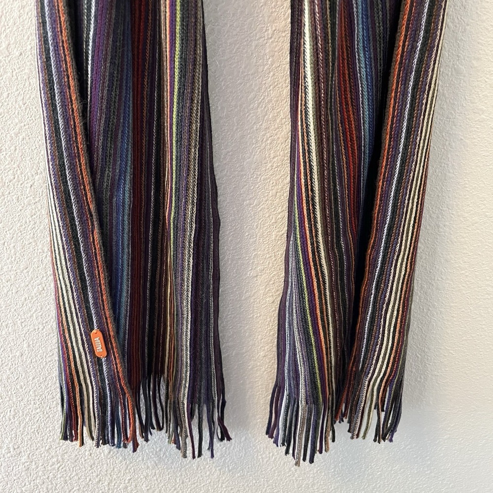 Y2K Style Thin Scarf Knit Fringe Rainbow Colorful Long Tallia - Picture 5 of 6